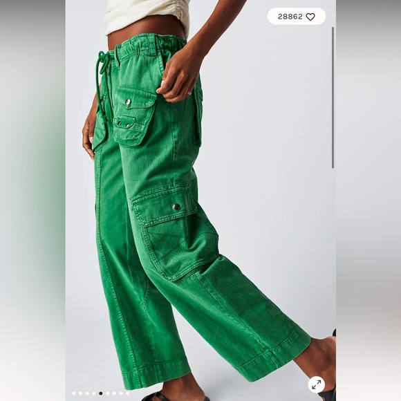 Free People Tahiti Cargo Pants Amazon Green Utility Cotton XS - Picture 4 of 10